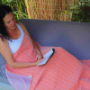 Wohndecke | 100% Bio-Baumwolle | Design 64 Doubleweave | Farbe: Orange / Lila